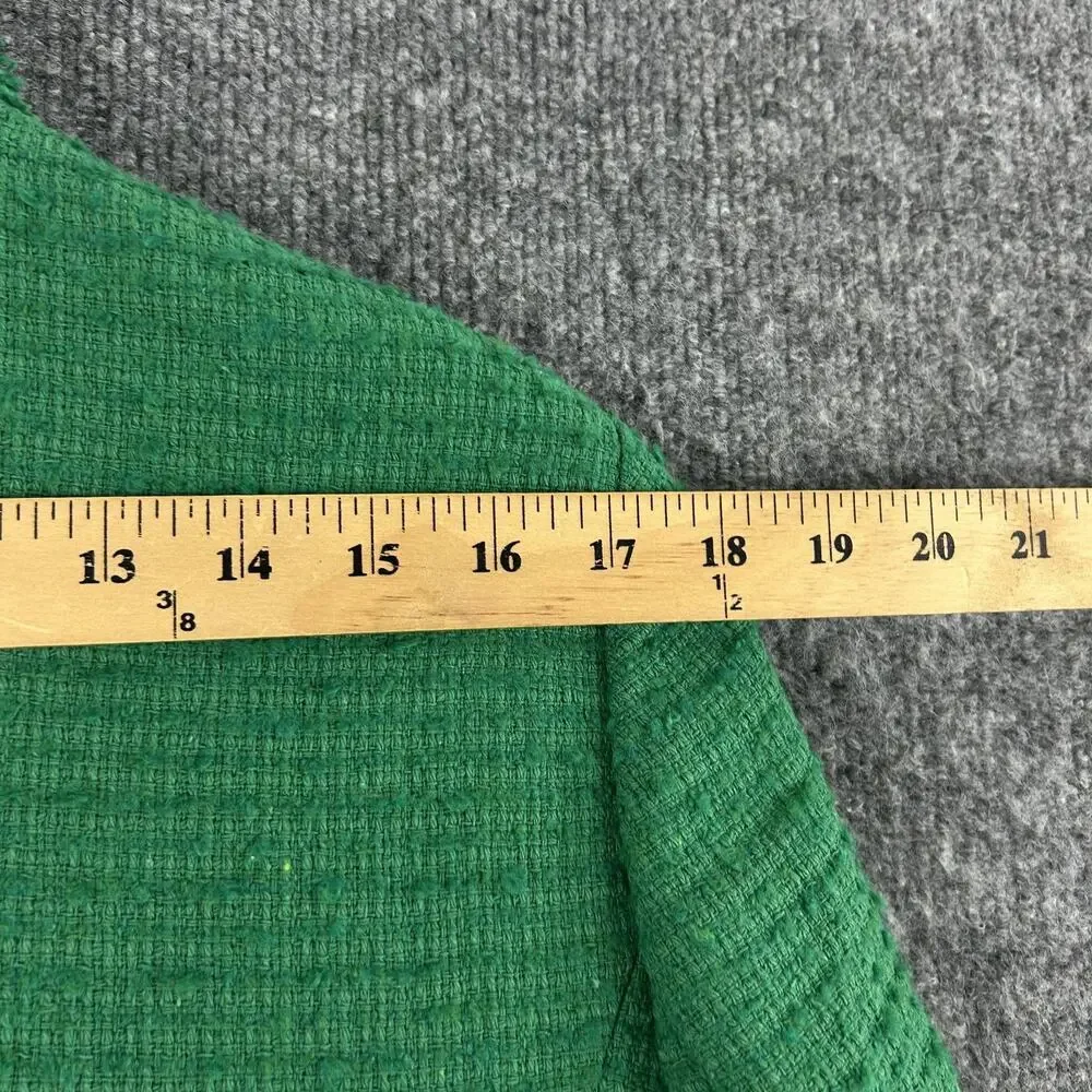 Mango Blazer XXL Tweed Double Breasted Fringe Green Office Work Meetings Retro - Picture 13 of 16